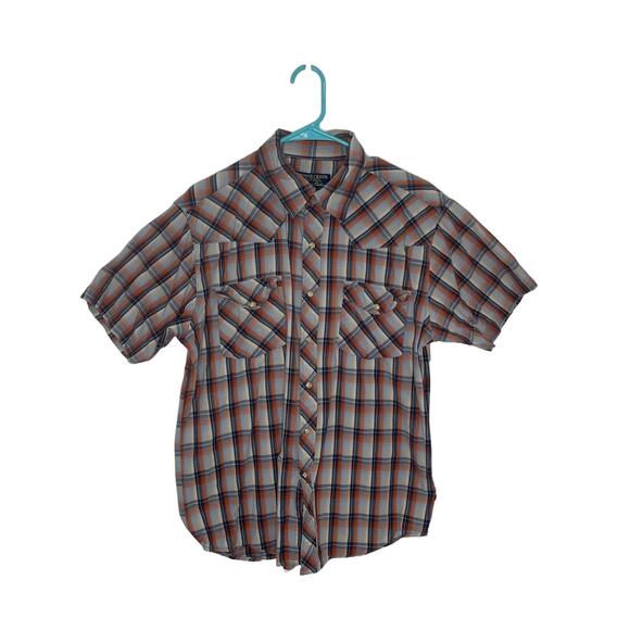 Moosecreek men's size large casual button down shirt orange blue white - Picture 1 of 9